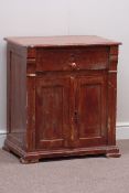 19th century painted pine cupboard with single drawer, W67cm, H77cm,