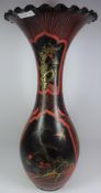 19th/ early 20th Century Japanese floor vase with enamelled red, black and gilt decoration,