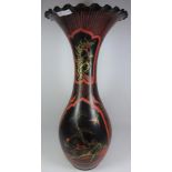 19th/ early 20th Century Japanese floor vase with enamelled red, black and gilt decoration,