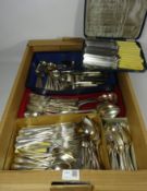 Silver plated cutlery, six place settings,
