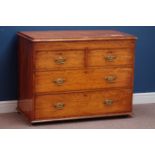 Victorian satin walnut chest, two short and two long drawers, W107cm, H82cm,