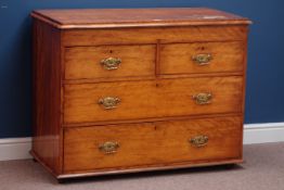Victorian satin walnut chest, two short and two long drawers, W107cm, H82cm,