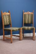 Pair French light oak chairs with upholstered seats and backs Condition Report