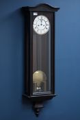 19th century Vienna wall clock in stained walnut cased, twin weight driven movement,
