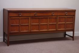 G-Plan teak sideboard, centre fall front compartment, W183cm, H84cm,