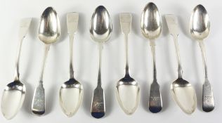 Set of eight George IV silver teaspoons by Robert Rutland London 1823 approx 6oz