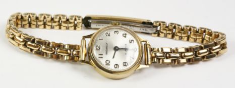 Mid 20th century Regency Swiss 9ct gold wristwatch hallmarked on Montal expanding bracelet