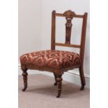Edwardian carved walnut nursing chair with upholstered seat Condition Report <a