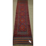 Meshwani red and blue ground runner rug,