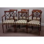 Set six (4+2) mahogany Sheraton style dining chairs,