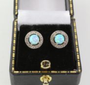 Pair of opal halo dress ear-rings stamped 925 Condition Report <a href='//www.