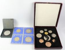 Festival of Britain 1951 coin set cased, a further Festival of Britain silver crown,