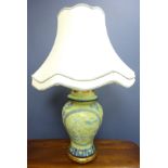 Large pottery table lamp with Eastern decoration (This item is PAT tested - 5 day warranty from
