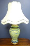 Large pottery table lamp with Eastern decoration (This item is PAT tested - 5 day warranty from