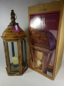 Large wooden hexagonal candle lantern, boxed Condition Report <a href='//www.