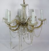 Pair of six branch cut glass chandeliers and a matching pair of wall fittings Condition