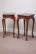 Pair hardwood bedside tables with single drawers, W41cm, H77cm,