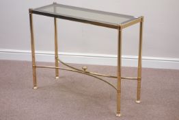 Metal console table with smoked glass top, W101cm, H79cm,