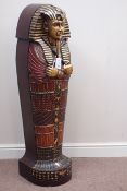 Egyptian Tutankhamun sarcophagus style shelving unit,