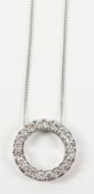 White gold brilliant cut diamond circle pendant necklace stamped 750 Condition Report