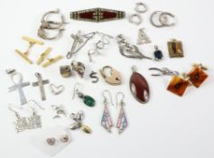 Costume and silver jewellery,