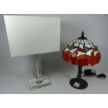 Tiffany style table lamp and a modern glass table lamp (2) (This item is PAT tested - 5 day