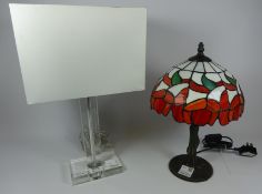 Tiffany style table lamp and a modern glass table lamp (2) (This item is PAT tested - 5 day