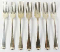 Set of seven Georgian silver dessert forks by William Eley and William Fearn London 1820 approx 7oz