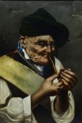 Portrait of an Elderly Italian Man Smoking a Pipe,