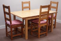 Light wood extending dining table with leaf (90cm x 152cm - 208cm, H75cm),