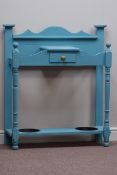 Edwardian style light blue painted hall stand with single drawer.