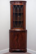 Reproduction mahogany corner display cabinet, W67cm,