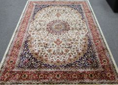 Persian Kashan style beige ground rug,