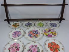 Set of Royal Albert 'Queen Mother's Favourite Flowers' collectors plates including the Finale an