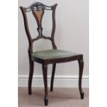 Edwardian inlaid carved splat back mahogany bedroom chair Condition Report <a