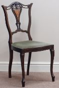 Edwardian inlaid carved splat back mahogany bedroom chair Condition Report <a