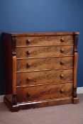 Victorian mahogany five drawer chest, carved mounts, W114cm, H120cm,
