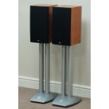 Pair Walnut Bowers & Wilkins DM601 S3 speakers in cherry wood cases with stands Condition