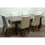 Dark walnut extending dining table with two leaves (95cm x 176cm - 262cm, H74cm),