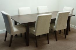 Dark walnut extending dining table with two leaves (95cm x 176cm - 262cm, H74cm),