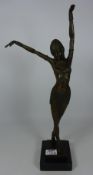 Bronze Art Deco style figure of girl on marble base, H48.