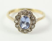 Aquamarine and diamond cluster ring hallmarked 9ct Condition Report <a