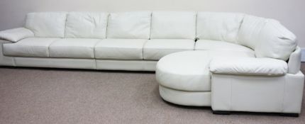 Large corner sofa upholstered in cream leather Condition Report <a href='//www.