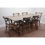 Barker & Stonehouse 'Carnforth' industrial oak and steel rectangular dining table (190cm x 94cm,