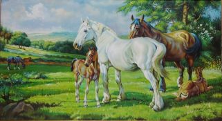 Horses in Landscape Scene,