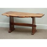 Rustic yew wood coffee table, 101cm x 53cm,