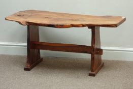 Rustic yew wood coffee table, 101cm x 53cm,