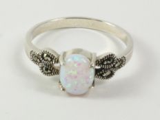 Opal and marcasite ring stamped 925 Condition Report <a href='//www.