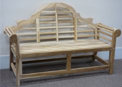 Lutyens style teak garden bench,