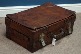 Early 20th century leather travelling trunk with expanding top,